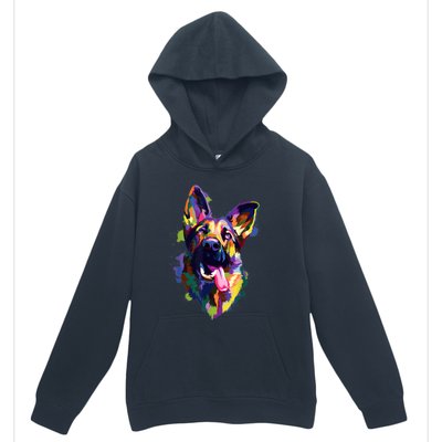 German Shepherd Dog Face Watercolor Colorful Pop Splash Art Urban Pullover Hoodie