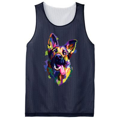 German Shepherd Dog Face Watercolor Colorful Pop Splash Art Mesh Reversible Basketball Jersey Tank