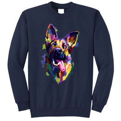 German Shepherd Dog Face Watercolor Colorful Pop Splash Art Tall Sweatshirt