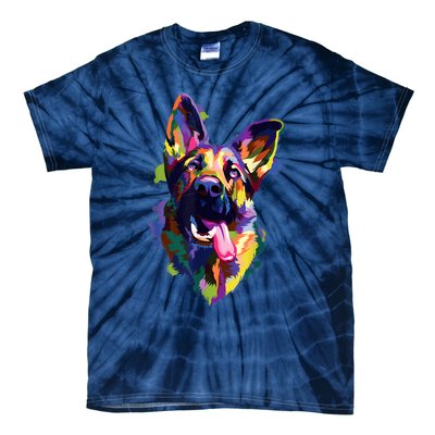 German Shepherd Dog Face Watercolor Colorful Pop Splash Art Tie-Dye T-Shirt