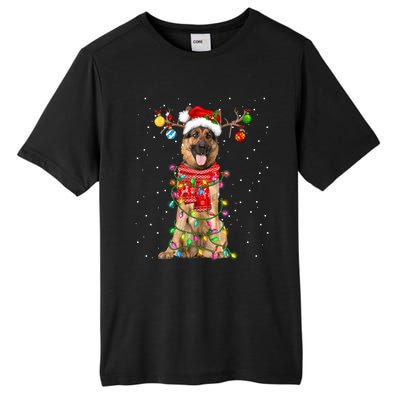 Ger Shepherd Dog Lover Santa Hat Christmas Xmas Lights Gift Tall Fusion ChromaSoft Performance T-Shirt