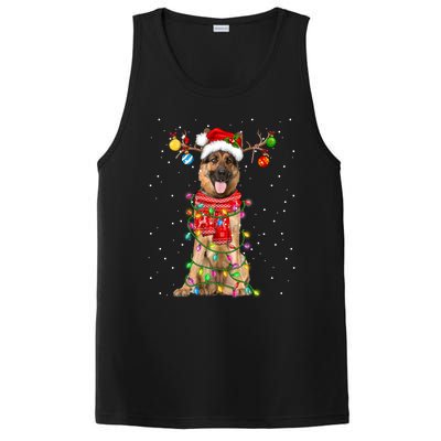 Ger Shepherd Dog Lover Santa Hat Christmas Xmas Lights Gift PosiCharge Competitor Tank