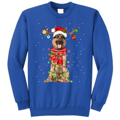 Ger Shepherd Dog Lover Santa Hat Christmas Xmas Lights Gift Sweatshirt