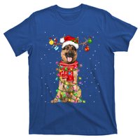 Ger Shepherd Dog Lover Santa Hat Christmas Xmas Lights Gift T-Shirt