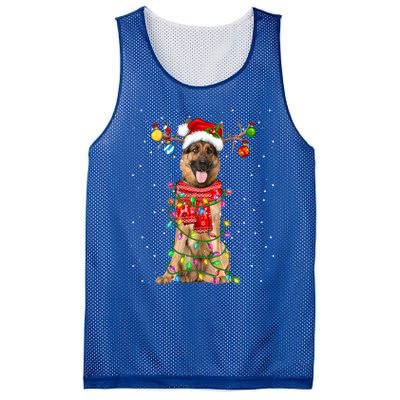 Ger Shepherd Dog Lover Santa Hat Christmas Xmas Lights Gift Mesh Reversible Basketball Jersey Tank