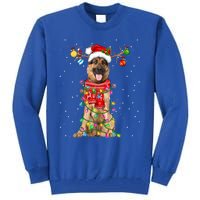 Ger Shepherd Dog Lover Santa Hat Christmas Xmas Lights Gift Tall Sweatshirt