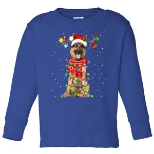 Ger Shepherd Dog Lover Santa Hat Christmas Xmas Lights Gift Toddler Long Sleeve Shirt