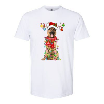 Ger Shepherd Dog Lover Santa Hat Christmas Xmas Lights Gift Softstyle® CVC T-Shirt