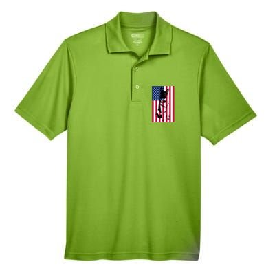 German Shepherd Dog American Flag Patriotic Usa Gift Men's Origin Performance Piqué Polo