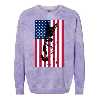 German Shepherd Dog American Flag Patriotic Usa Gift Colorblast Crewneck Sweatshirt