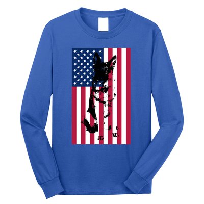 German Shepherd Dog American Flag Patriotic Usa Gift Long Sleeve Shirt