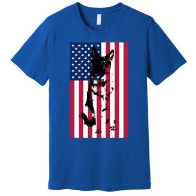 German Shepherd Dog American Flag Patriotic Usa Gift Premium T-Shirt