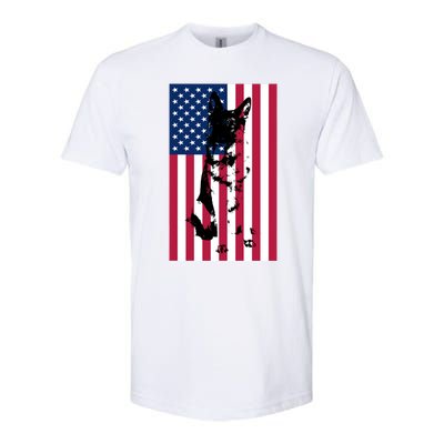 German Shepherd Dog American Flag Patriotic Usa Gift Softstyle® CVC T-Shirt