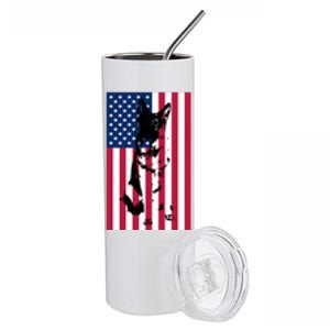 German Shepherd Dog American Flag Patriotic Usa Gift Stainless Steel Tumbler