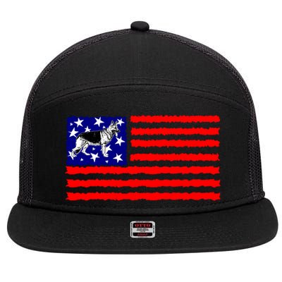 German Shepherd Dog Patriotic American Flag Gift 7 Panel Mesh Trucker Snapback Hat