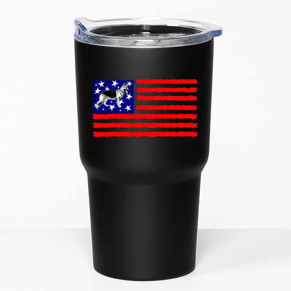 German Shepherd Dog Patriotic American Flag Gift Tumbler