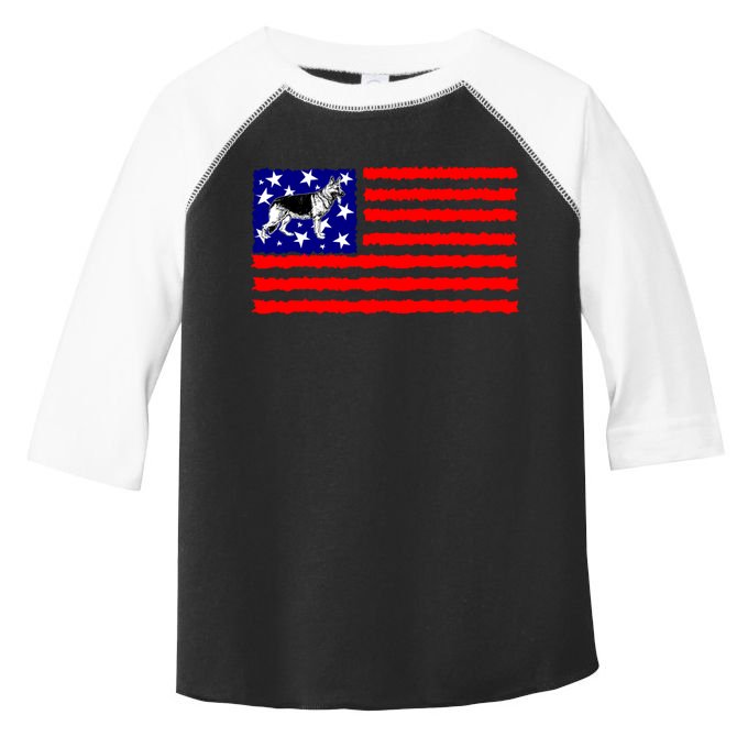 German Shepherd Dog Patriotic American Flag Gift Toddler Fine Jersey T-Shirt
