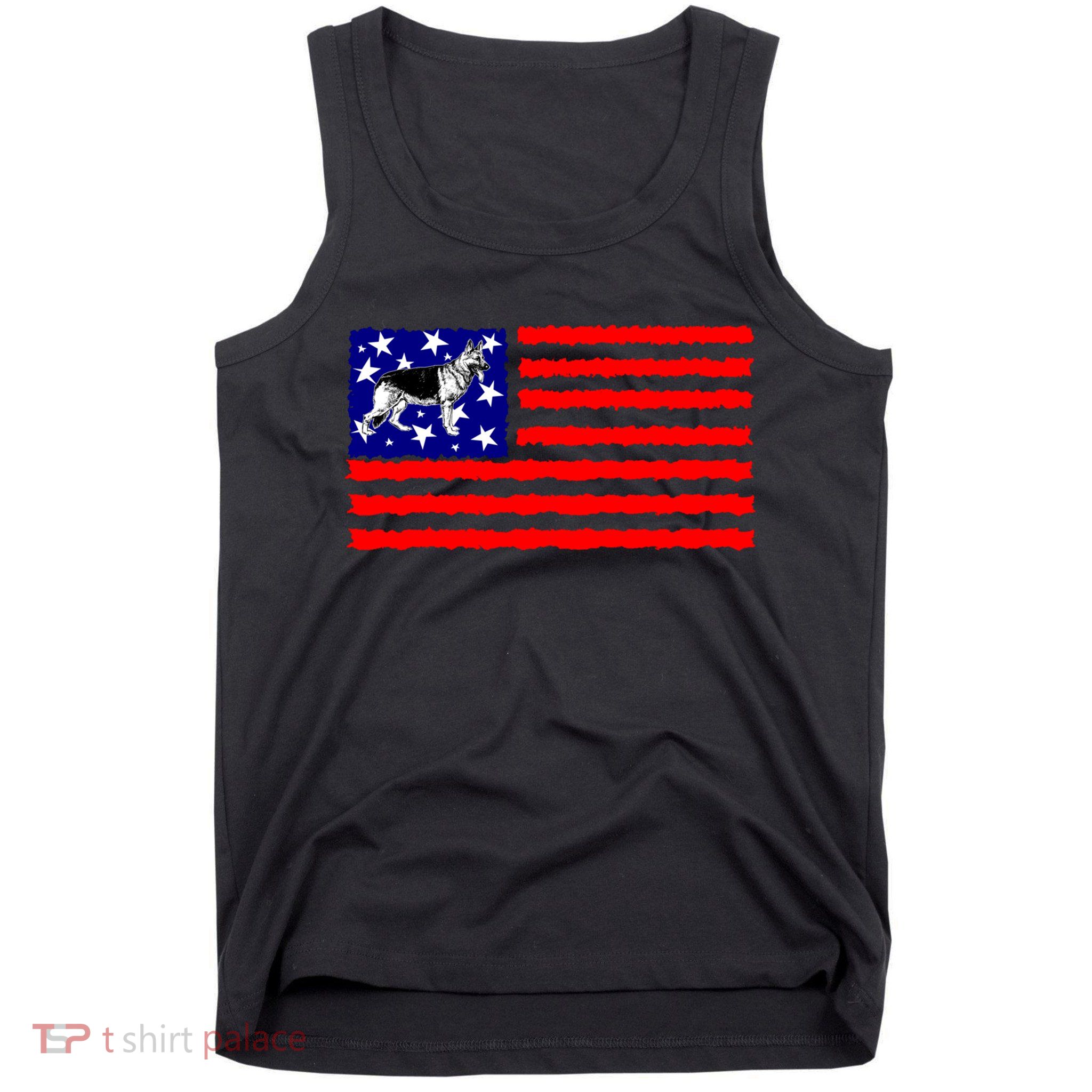 German Shepherd Dog Patriotic American Flag Gift Tank Top
