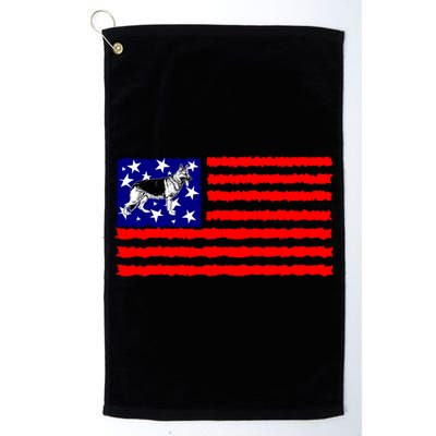 German Shepherd Dog Patriotic American Flag Gift Golf Towel