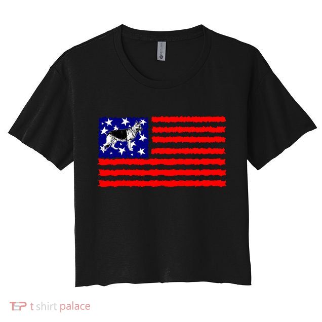 German Shepherd Dog Patriotic American Flag Gift Crop Top