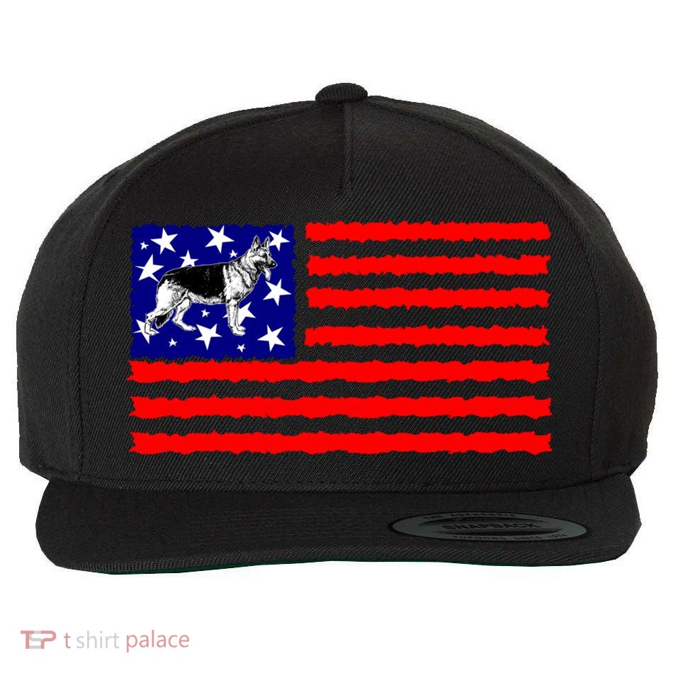German Shepherd Dog Patriotic American Flag Gift Wool Snapback Cap
