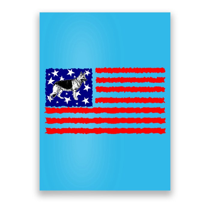 German Shepherd Dog Patriotic American Flag Gift Poster