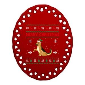 Ger Shepherd Dog Lover Girls Boys Ugly Xmas Sweater Gift Ceramic Oval Ornament