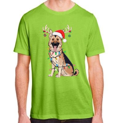 German Shepherd Dog Tree Christmas Lights Dog Lover Pajama Adult ChromaSoft Performance T-Shirt