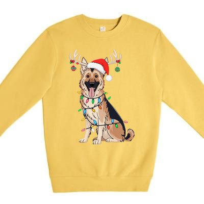 German Shepherd Dog Tree Christmas Lights Dog Lover Pajama Premium Crewneck Sweatshirt