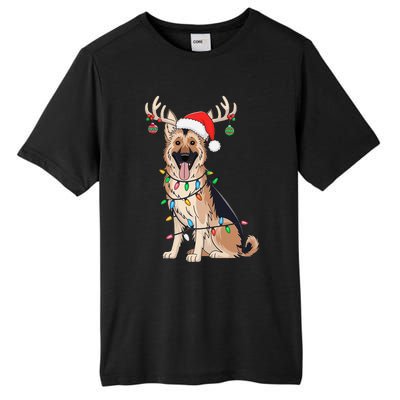 German Shepherd Dog Tree Christmas Lights Dog Lover Pajama Tall Fusion ChromaSoft Performance T-Shirt