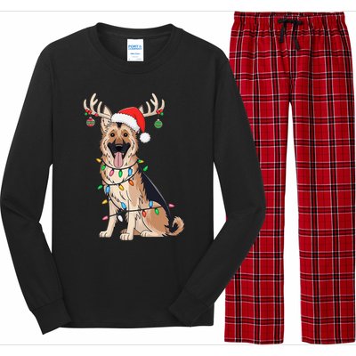 German Shepherd Dog Tree Christmas Lights Dog Lover Pajama Long Sleeve Pajama Set