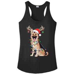 German Shepherd Dog Tree Christmas Lights Dog Lover Pajama Ladies PosiCharge Competitor Racerback Tank