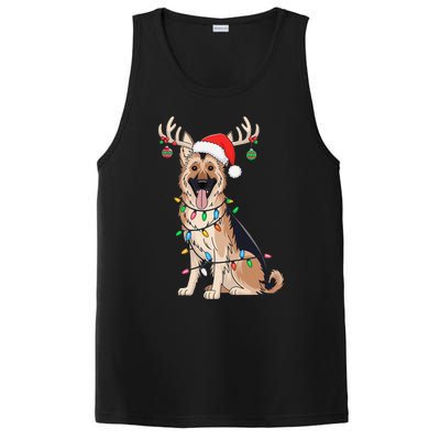 German Shepherd Dog Tree Christmas Lights Dog Lover Pajama PosiCharge Competitor Tank