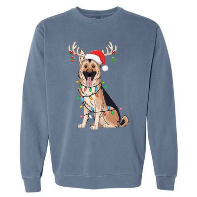 German Shepherd Dog Tree Christmas Lights Dog Lover Pajama Garment-Dyed Sweatshirt