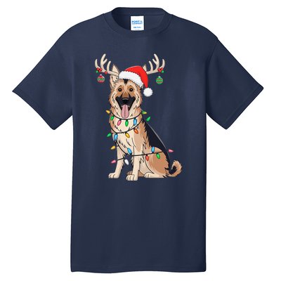 German Shepherd Dog Tree Christmas Lights Dog Lover Pajama Tall T-Shirt