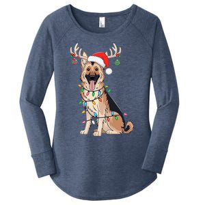 German Shepherd Dog Tree Christmas Lights Dog Lover Pajama Women's Perfect Tri Tunic Long Sleeve Shirt