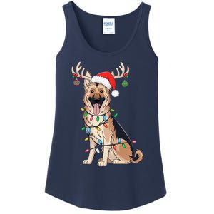 German Shepherd Dog Tree Christmas Lights Dog Lover Pajama Ladies Essential Tank