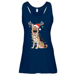 German Shepherd Dog Tree Christmas Lights Dog Lover Pajama Ladies Essential Flowy Tank