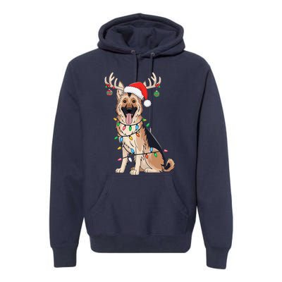 German Shepherd Dog Tree Christmas Lights Dog Lover Pajama Premium Hoodie