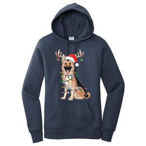 German Shepherd Dog Tree Christmas Lights Dog Lover Pajama Women's Pullover Hoodie