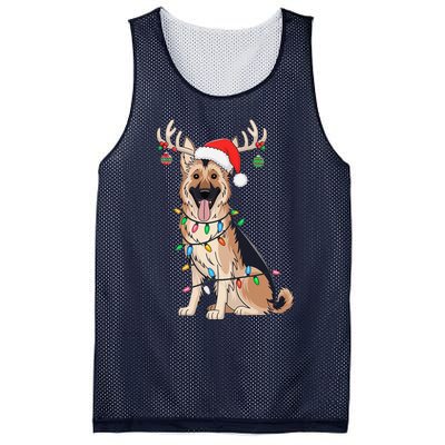 German Shepherd Dog Tree Christmas Lights Dog Lover Pajama Mesh Reversible Basketball Jersey Tank