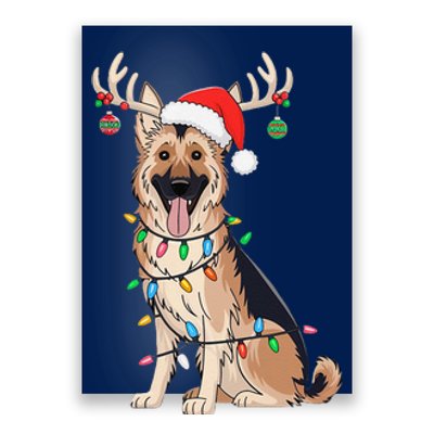 German Shepherd Dog Tree Christmas Lights Dog Lover Pajama Poster