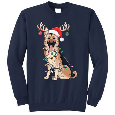 German Shepherd Dog Tree Christmas Lights Dog Lover Pajama Tall Sweatshirt