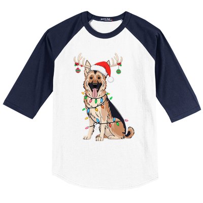 German Shepherd Dog Tree Christmas Lights Dog Lover Pajama Baseball Sleeve Shirt