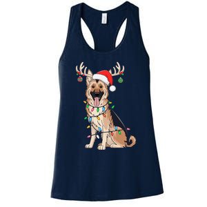 German Shepherd Dog Tree Christmas Lights Dog Lover Pajama Women's Racerback Tank