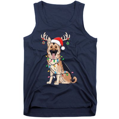 German Shepherd Dog Tree Christmas Lights Dog Lover Pajama Tank Top