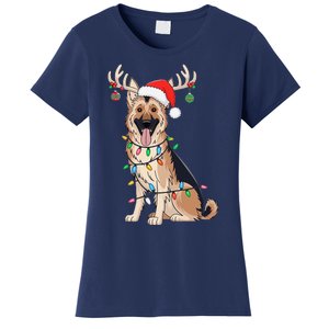 German Shepherd Dog Tree Christmas Lights Dog Lover Pajama Women's T-Shirt