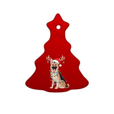 German Shepherd Dog Tree Christmas Lights Dog Lover Pajama Ceramic Tree Ornament