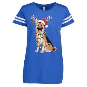 German Shepherd Dog Tree Christmas Lights Dog Lover Pajama Enza Ladies Jersey Football T-Shirt