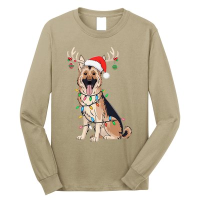 German Shepherd Dog Tree Christmas Lights Dog Lover Pajama Long Sleeve Shirt